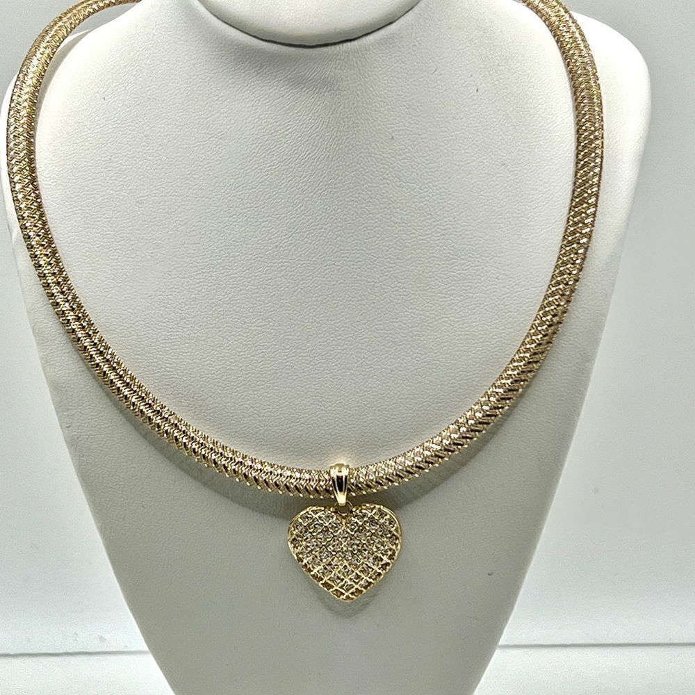 14k two tone gold necklace with 14k gold heart